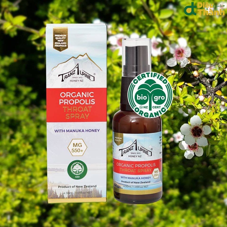 Xịt keo ong Organic Propolis Throat Spray with Manuka Honey MG550+ 6